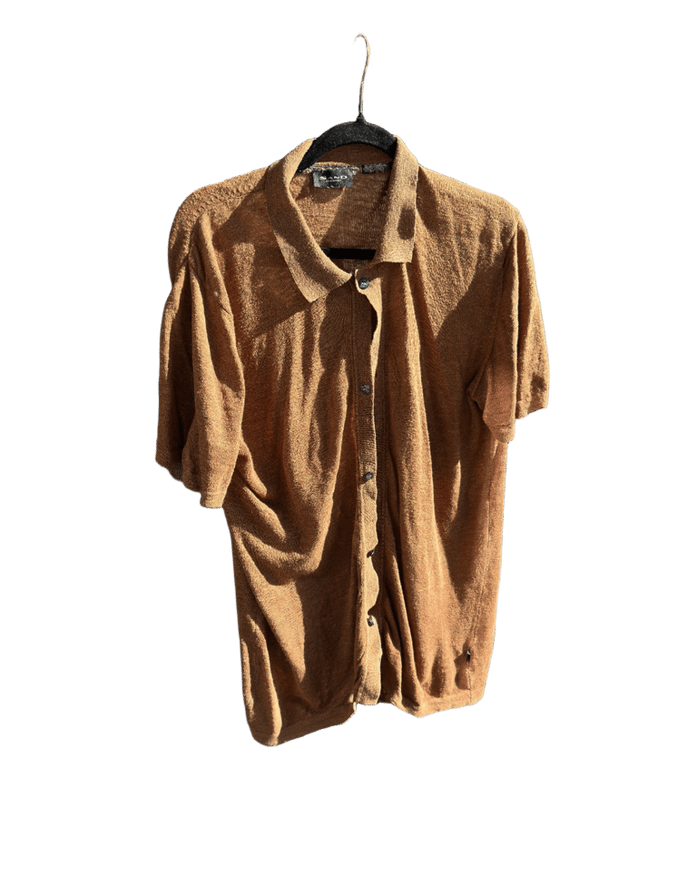 Brown Terry Cloth Polo Shirt with Short Sleeves Brown