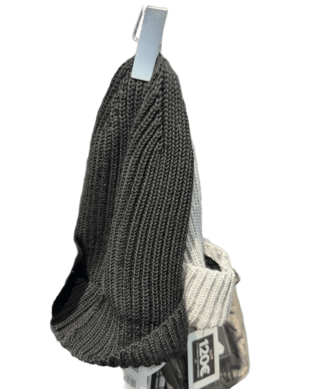 P&J Dark Grey Ribbed Knit Beanie Hat
