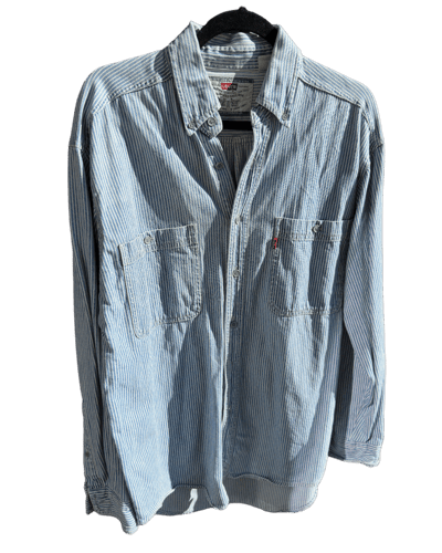 Levi's Striped Button-Up Shirt Blue and White Striped