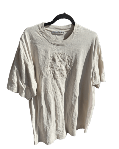 Acne Studios Cream T-Shirt with Embossed Graphic Detail Cream