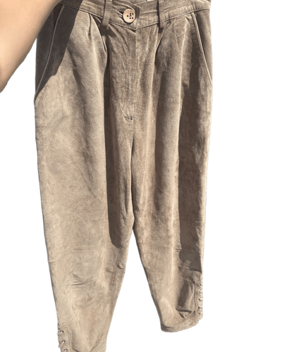 Landhags Beige High-Waisted Pleated Trousers Beige