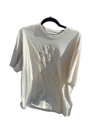 Cream T-Shirt with Embroidered Hand Detail
