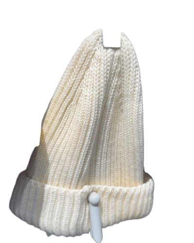 Cream Ribbed Knit Beanie