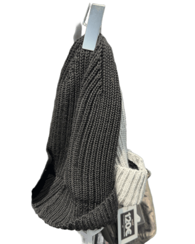 P&J Dark Grey Ribbed Knit Beanie Hat